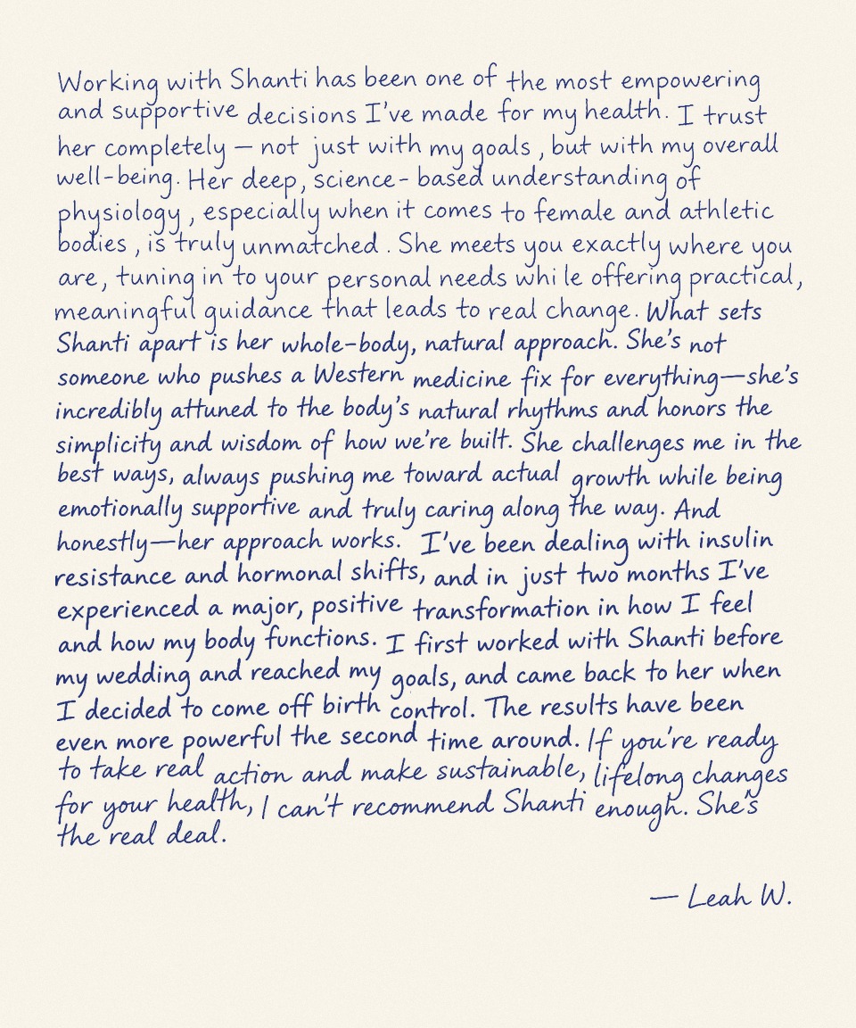 Illustrated handwritten review from Leah W.